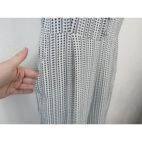 Needlework Small Black and White Tank Jumpsuit Wide Legs Adjustable Straps - Picture 3 of 6